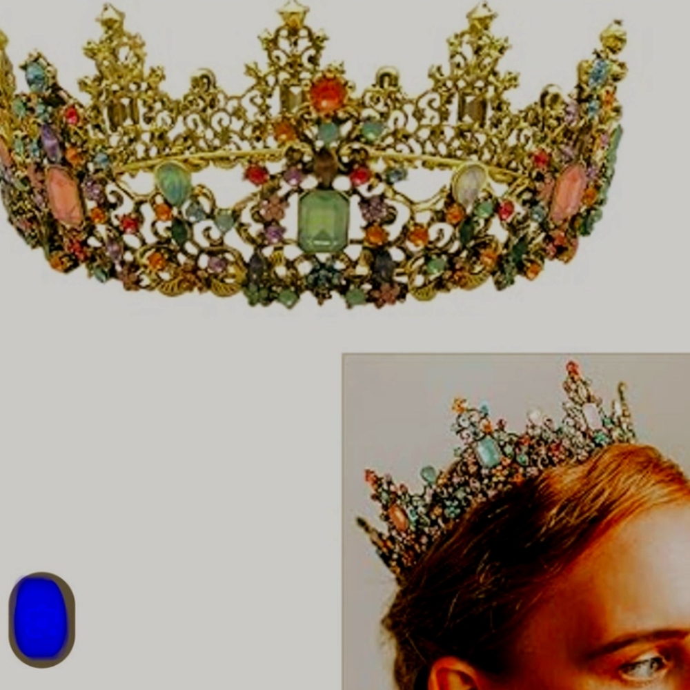 Elegant Gold and Multicolor Gemstone Tiara